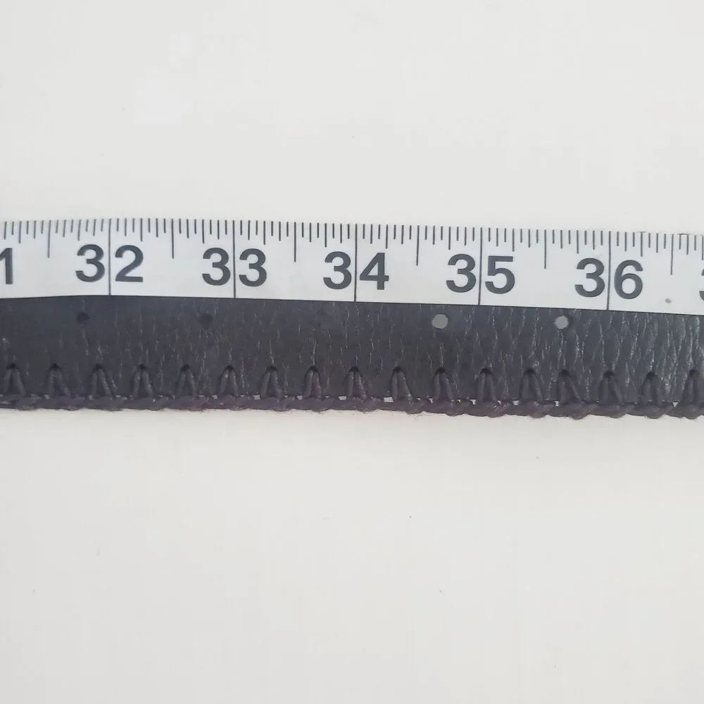 Liz Claiborne Women's Leather Belt Size Large Black Whipstitch 31.75–35.75 in
